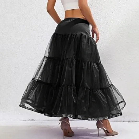 Tulle Petticoat Lightweight Soft Lined High Waist Casual or Costume Maxi Skirt - Picture 7 of 14
